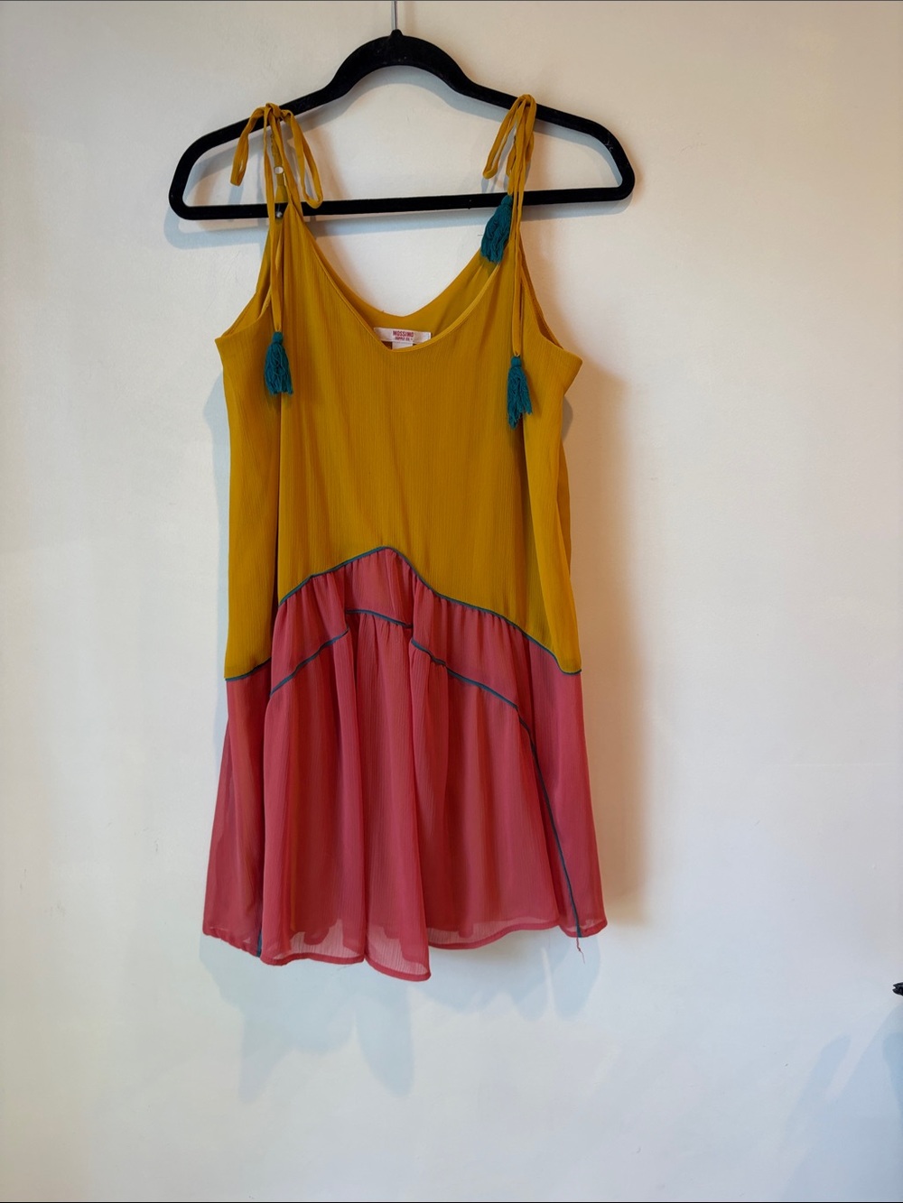 Mossimo Two-Tone Mustard & Coral Tie-Shoulder Sundress